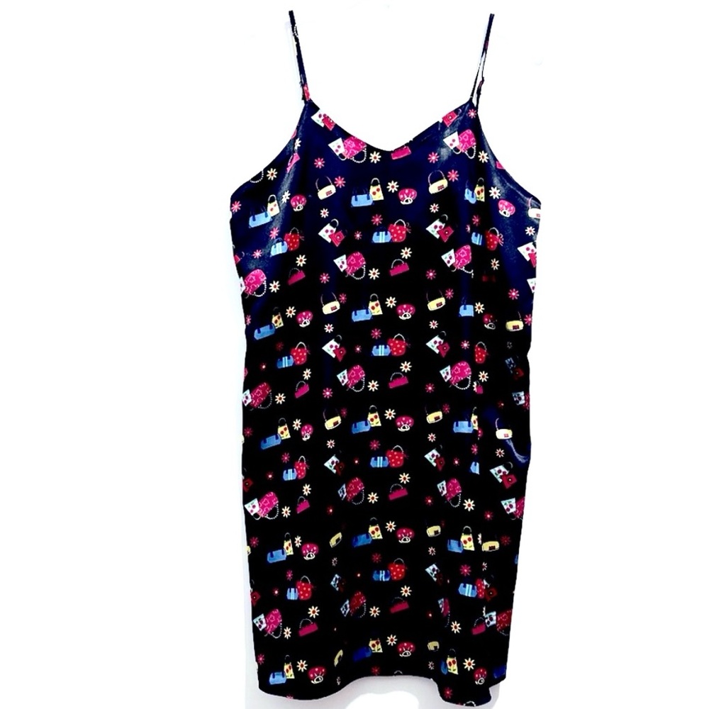 Dream Modes Women’s Black Slip Pajama Dress Satin Sleepshirt